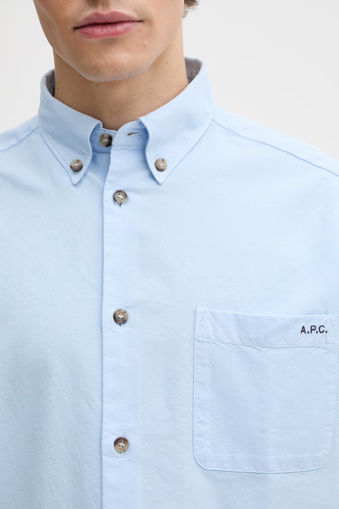 A.P.C. cămașă pentru bărbați, din bumbac Mateo Logo albastru COHOE.H12599