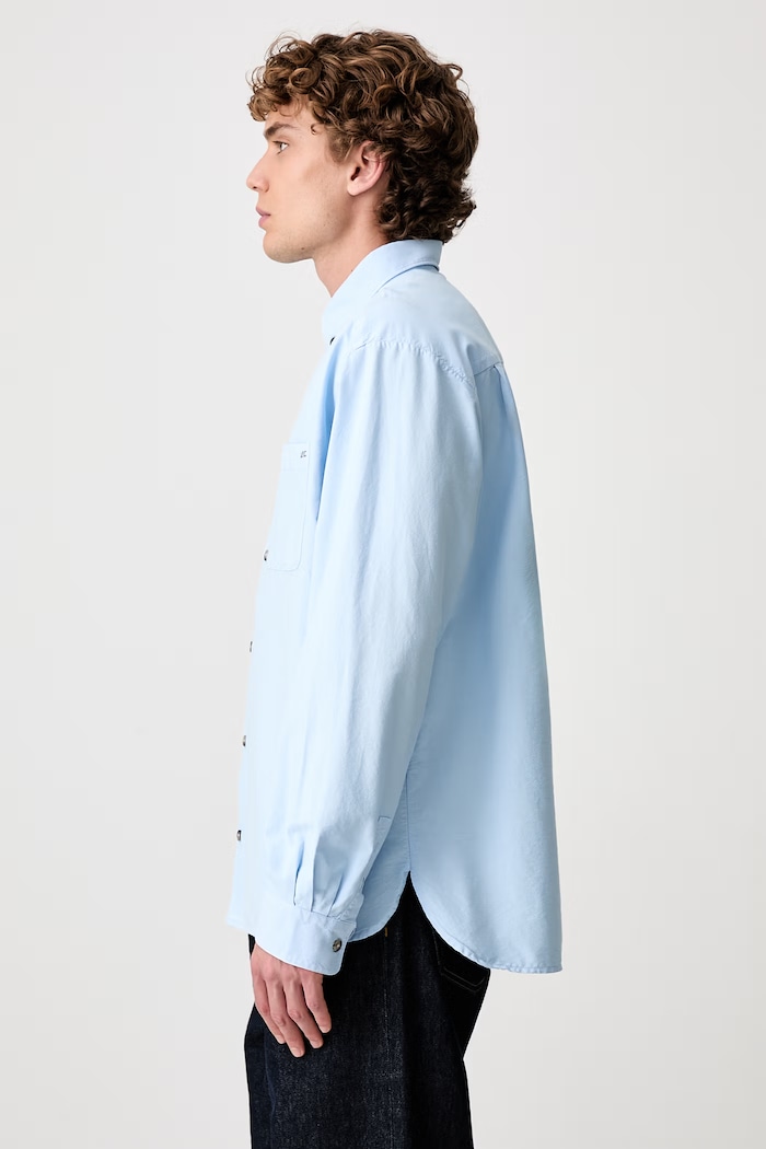 Mateo Logo košeľa bavlnená pánska A.P.C. COHOE.H12599 modrá