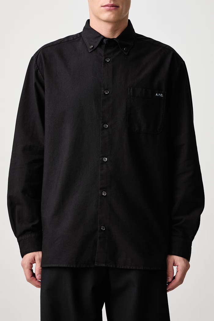 Koszula męska bawełniana Mateo Logo A.P.C. czarny COHOE.H12599