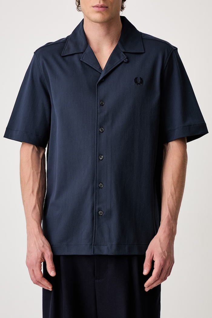 Fred Perry camicia da uomo in cotone blu navy M1745