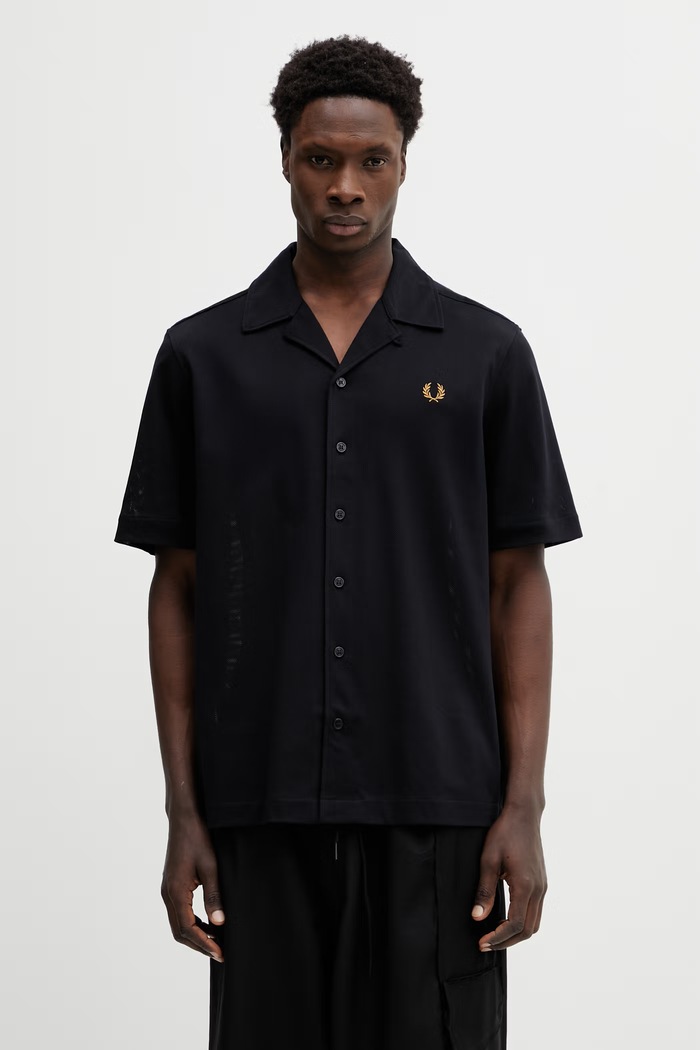 Βαμβακερό πουκάμισο Fred Perry κανονικό μαύρο M1745