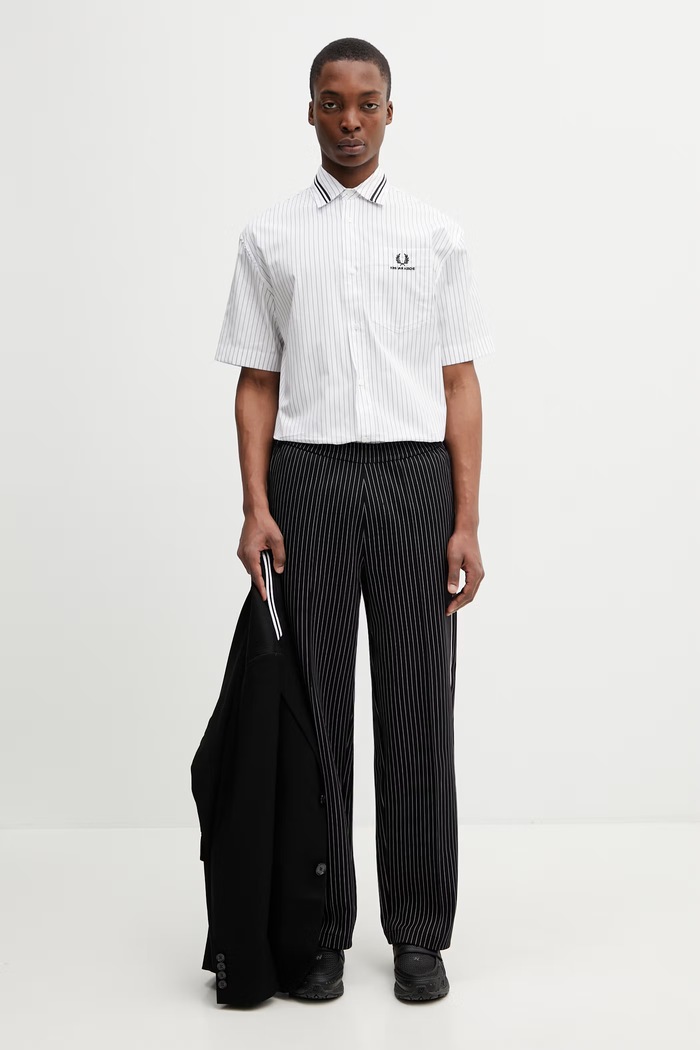 Koszula męska bawełniana x Kris Van Assche Fred Perry biały SM2111