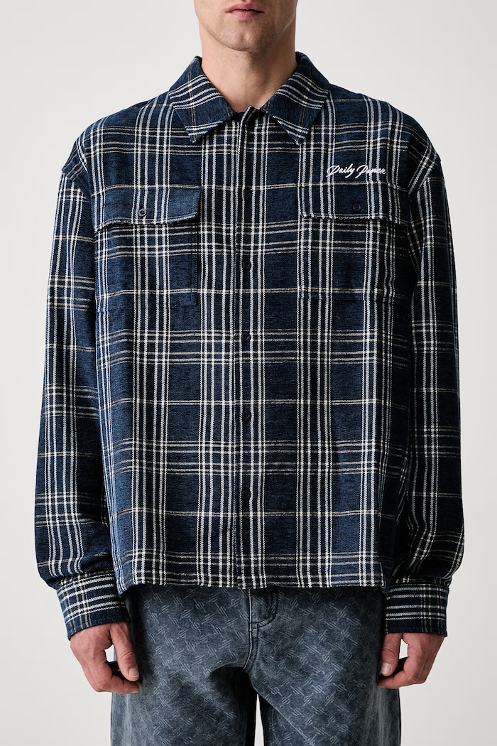 Daily Paper chenille script shirt Men's blue 2610026