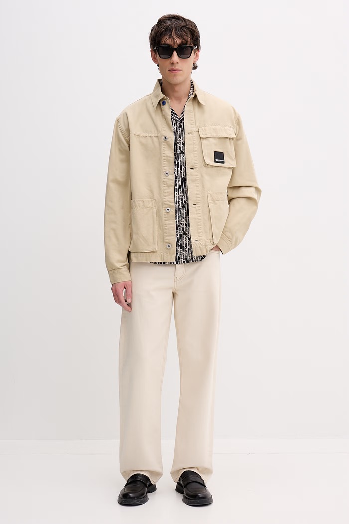 Karl Lagerfeld Jeans pánska bavlnená košeľa B2M16011 čierna SS26
