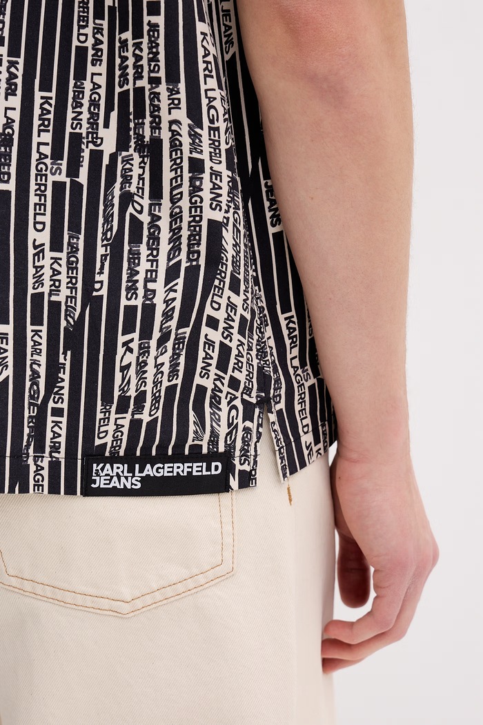 Karl Lagerfeld Jeans pánska bavlnená košeľa B2M16011 čierna