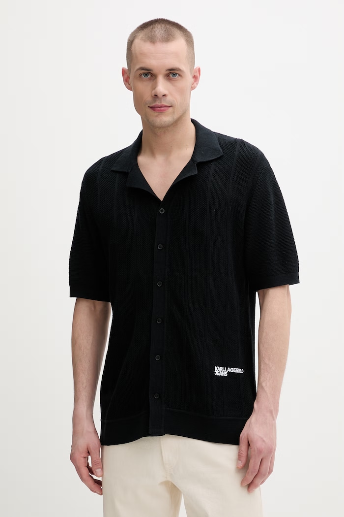 Karl Lagerfeld Jeans cardigan pentru bărbați, din bumbac negru B2M18028