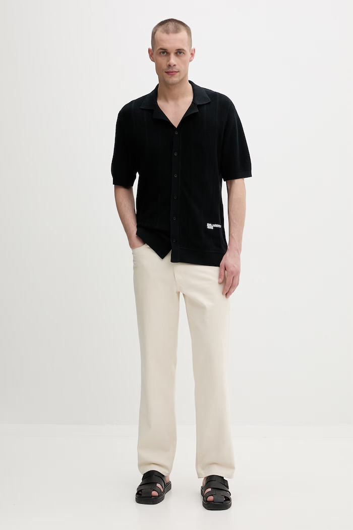 Karl Lagerfeld Jeans cardigan pentru bărbați, din bumbac B2M18028 negru SS26