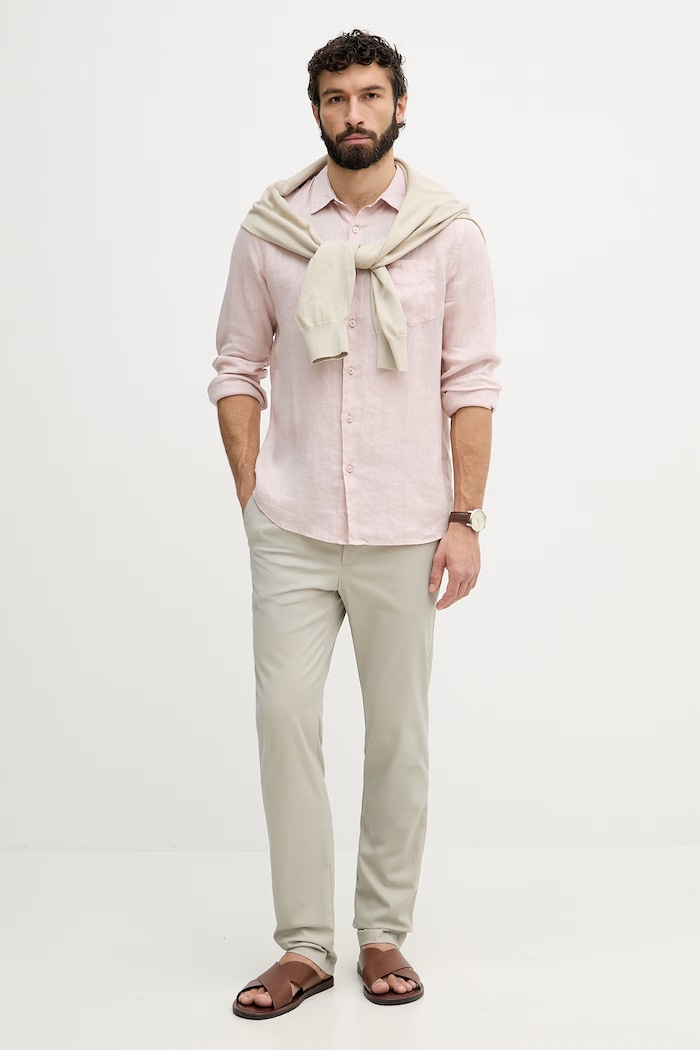 Guess košeľa pánska ľanová M6GH59.W1827 ružová SS26