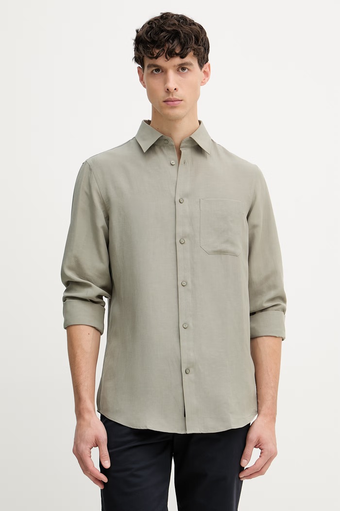 Guess риза мъжка с лен зелен M6GH40.W1726