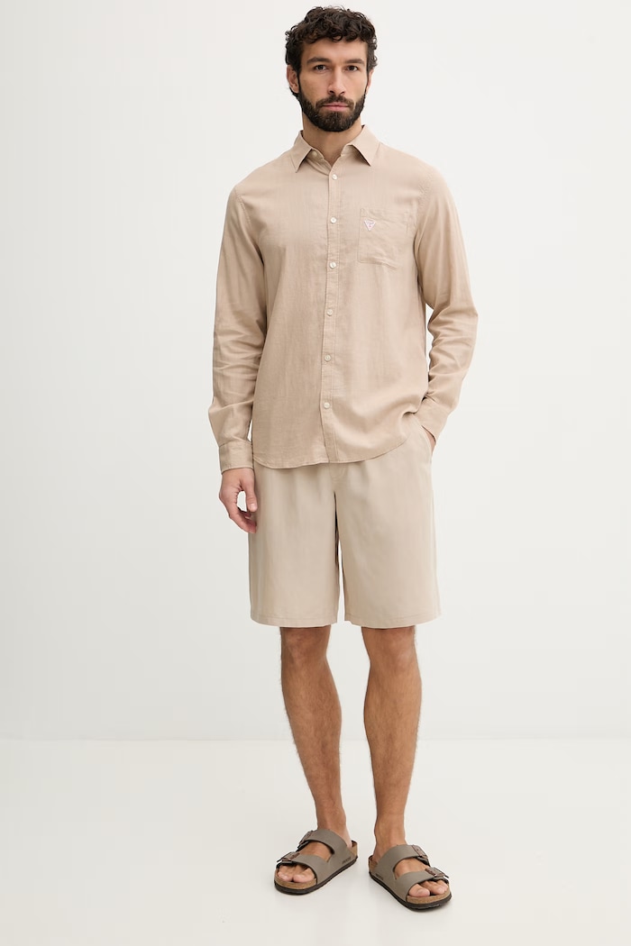 Guess сорочка чоловіча лляна F6GH06.WG3L0 бежевий SS26