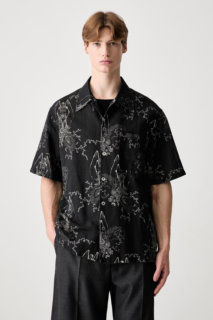 Our Legacy Every Men's shirt with linen black M2262EDP