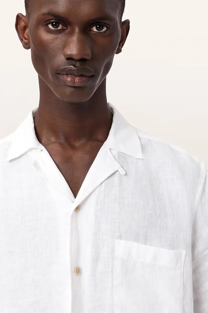 AllSaints риза мъжка от лен TRI бежов M052SE