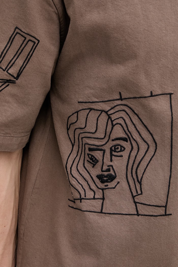by Parra Crooked face риза с памук мъжка кафяв 55320