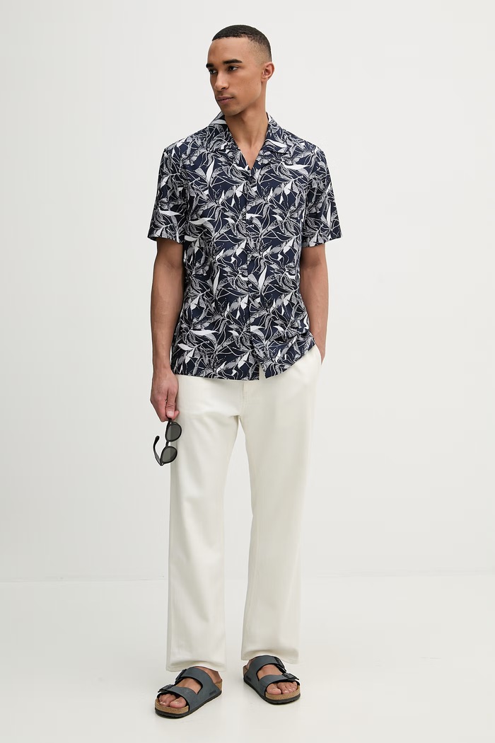 Michael Kors košeľa pánska CS6405QL1N tmavomodrá SS26