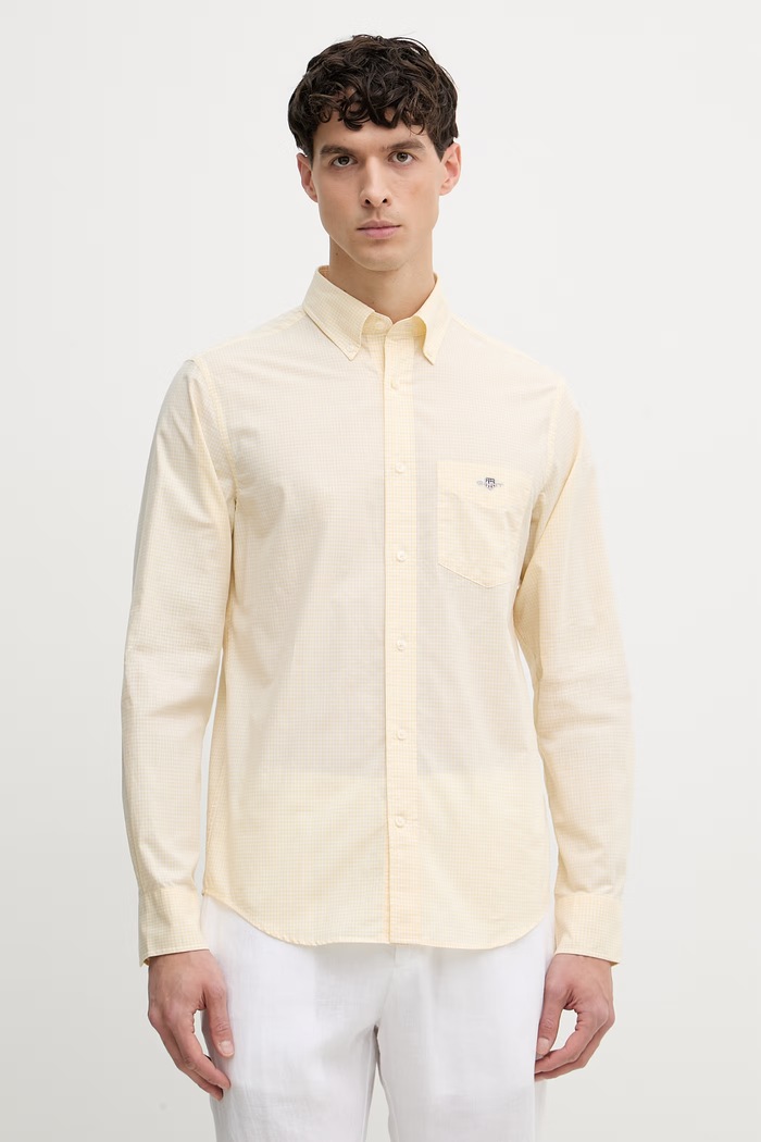 Gant camicia da uomo in cotone giallo 3000150
