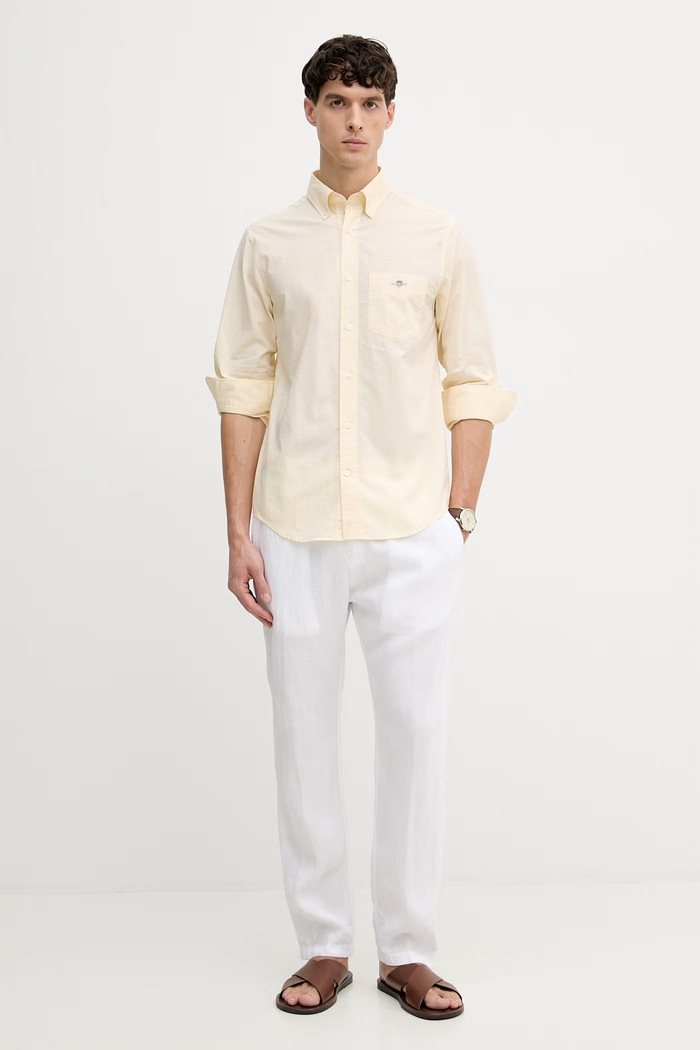 Gant camicia da uomo in cotone 3000150 giallo SS26