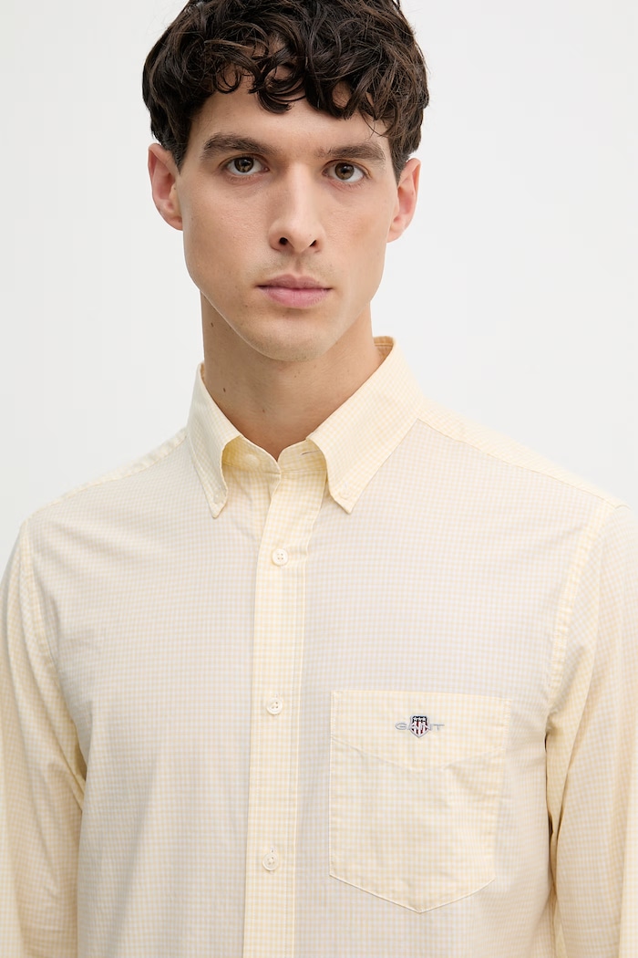 Gant camicia da uomo in cotone giallo 3000150