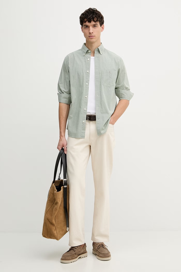Gant Camicia da uomo in cotone 3000150 verde SS26