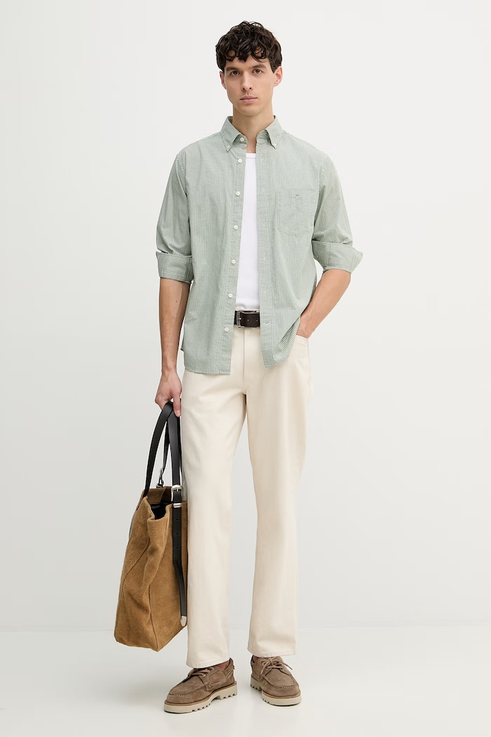 Gant Camicia da uomo in cotone 3000150 verde SS26
