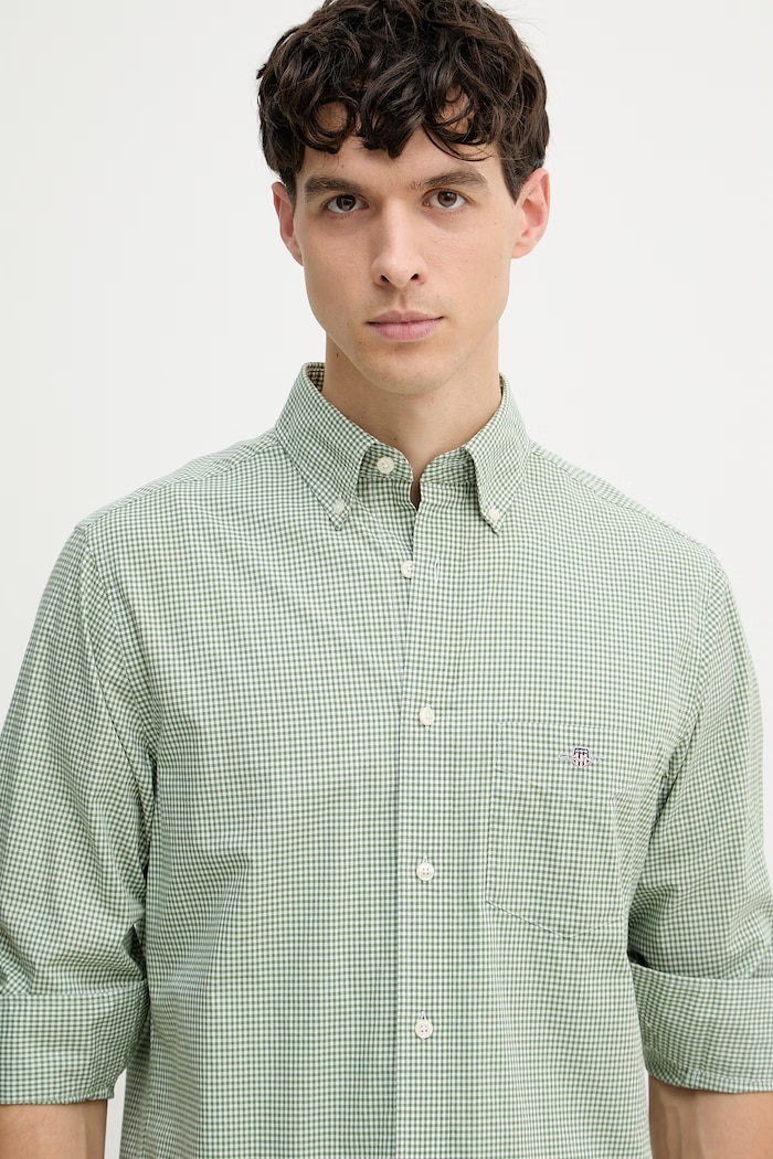 Gant Camicia da uomo in cotone verde 3000150