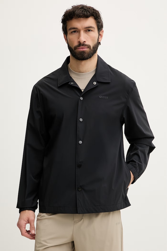 Guess košeľová bunda pánska OTTAVIO čierna Z6GH01.W2357