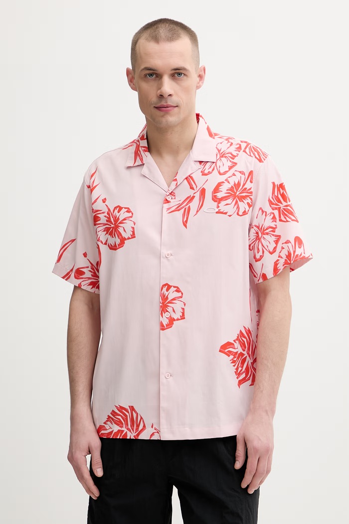 Oakley cămașă pentru bărbați, cu lyocell HIBISCUS BREEZE roz FOA407952