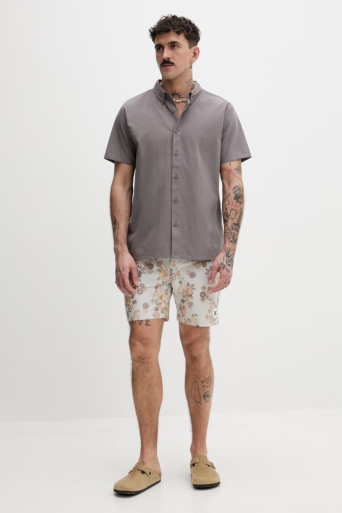 Hurley cămașă pentru bărbați, din bumbac MWVEU00005 gri SS26