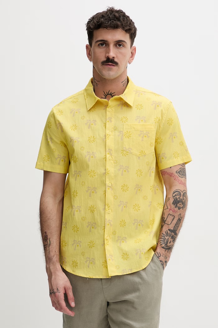 Hurley pánska košeľa s bavlnou žltá MWVEUPP001