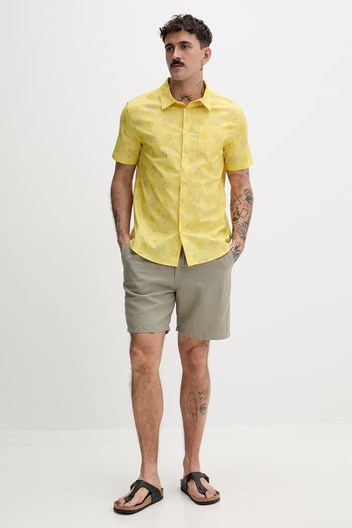 Hurley pánska košeľa s bavlnou MWVEUPP001 žltá SS26