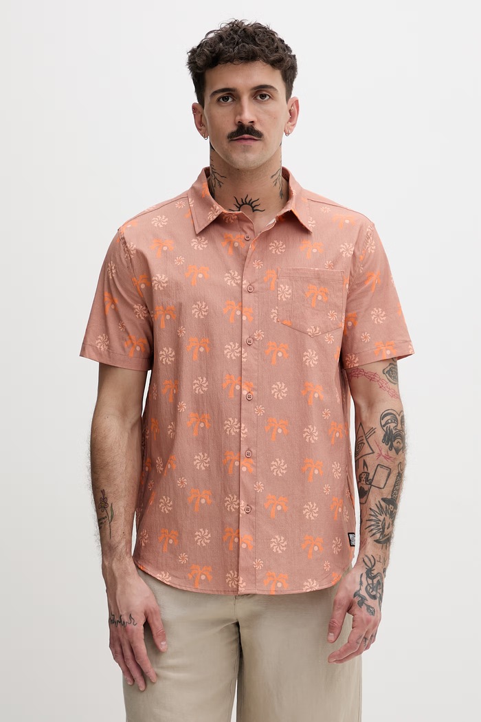 Hurley pánska bavlnená košeľa oranžová MWVEUPP001