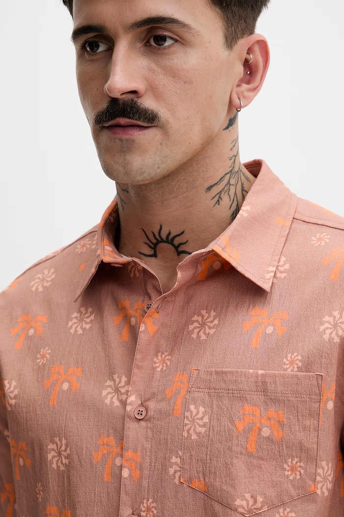 Hurley pánska bavlnená košeľa oranžová MWVEUPP001