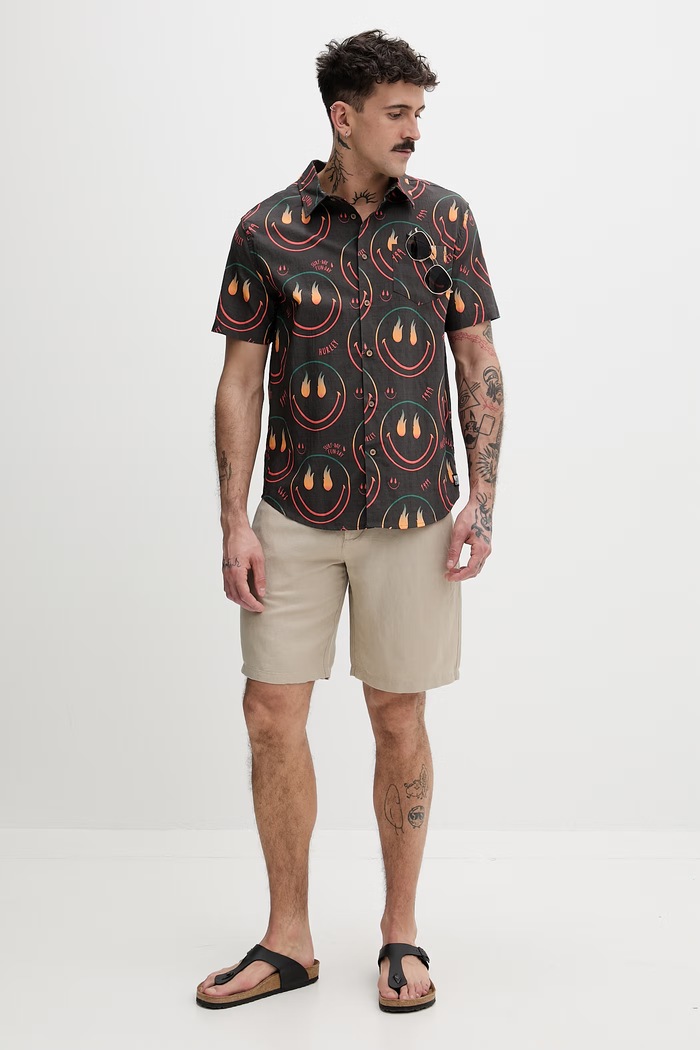 Hurley pánska košeľa s bavlnou MWVEUPP012 čierna SS26