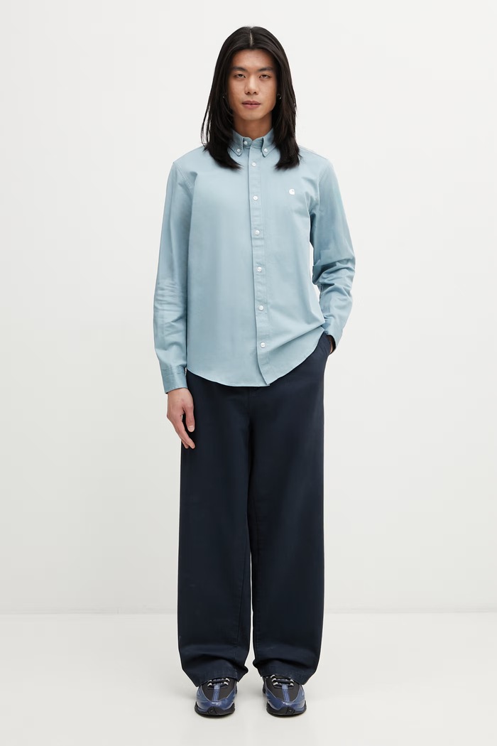 Carhartt WIP L/S Madison Shirt košile bavlněná pánská I023339.3M8XX modrá