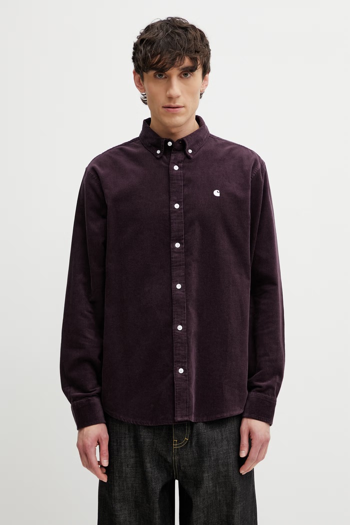Carhartt WIP L/S Madison Fine Cord Shirt koszula bawełniana męska fioletowy I030580.3MFXX