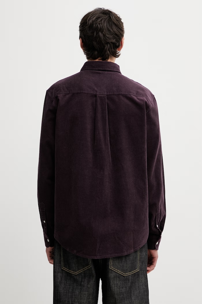 Odzież Carhartt WIP L/S Madison Fine Cord Shirt koszula bawełniana męska I030580.3MFXX fioletowy