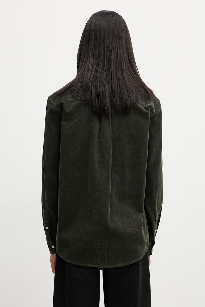 Odzież Carhartt WIP L/S Madison Fine Cord Shirt koszula bawełniana męska I030580.3DEXX zielony