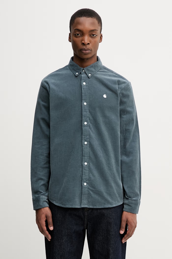 Carhartt WIP L/S Madison Fine Cord Shirt koszula sztruksowa męska niebieski I030580.3MGXX