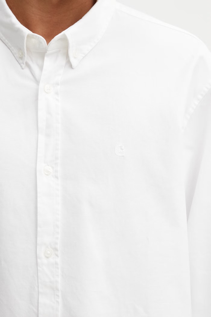 Carhartt WIP L/S Bolton Shirt cotton Men's white I030238.02GD