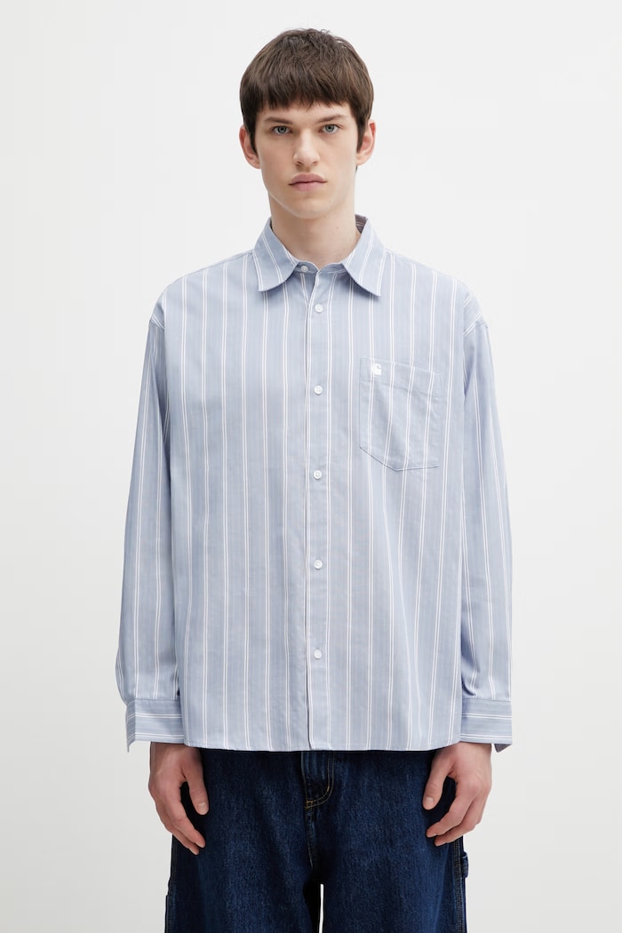 Carhartt WIP L/S Beale Shirt cotton Men's blue I036201.3ODXX