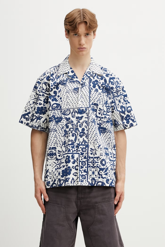 Carhartt WIP S/S Vestige Shirt košile bavlněná pánská modrá I036213.3PWXX