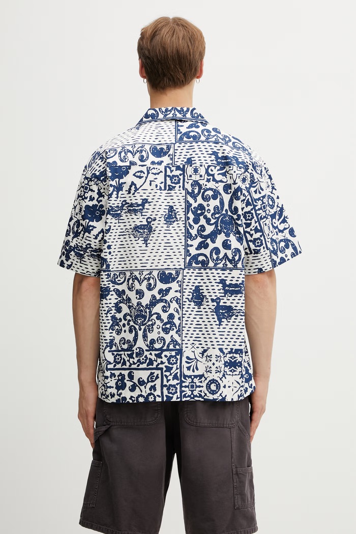 Oblečení Carhartt WIP S/S Vestige Shirt košile bavlněná pánská I036213.3PWXX modrá