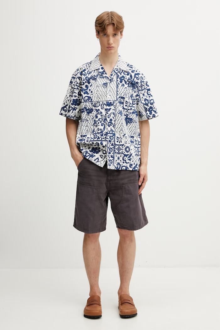 Carhartt WIP S/S Vestige Shirt košile bavlněná pánská I036213.3PWXX modrá