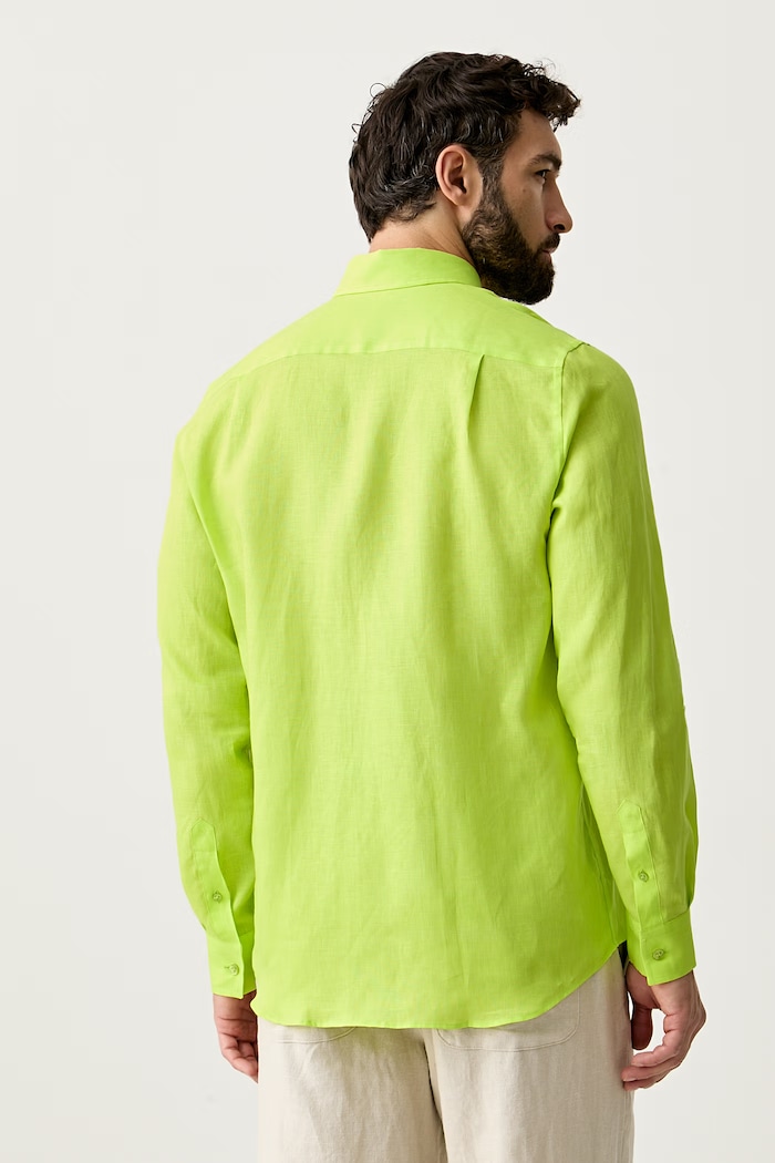 Abbigliamento Vilebrequin camicia da uomo in lino CRSE3U01 verde
