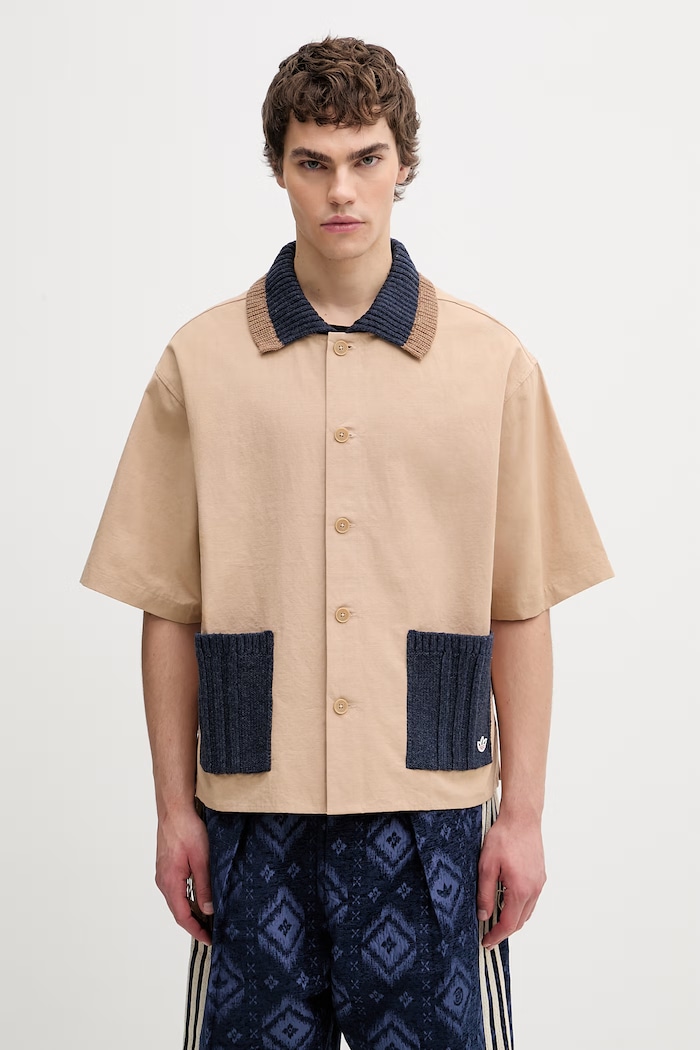 adidas Originals CLOT x adidas by Edison Chen koszula z dodatkiem merino męska beżowy KE7065