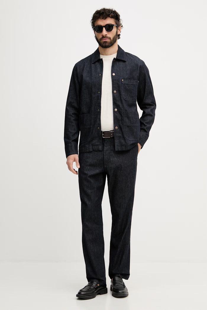 United Colors of Benetton cămașă pentru bărbați, din denim 52HKUQ06K bleumarin SS26