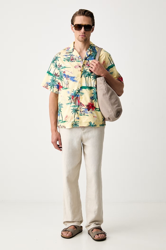United Colors of Benetton koszula męska bawełniana 5V1KUQ079 żółty SS26