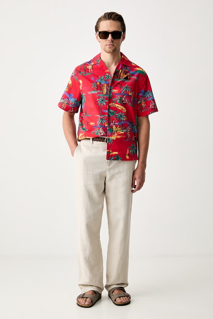 United Colors of Benetton koszula męska bawełniana 5V1KUQ079 czerwony SS26