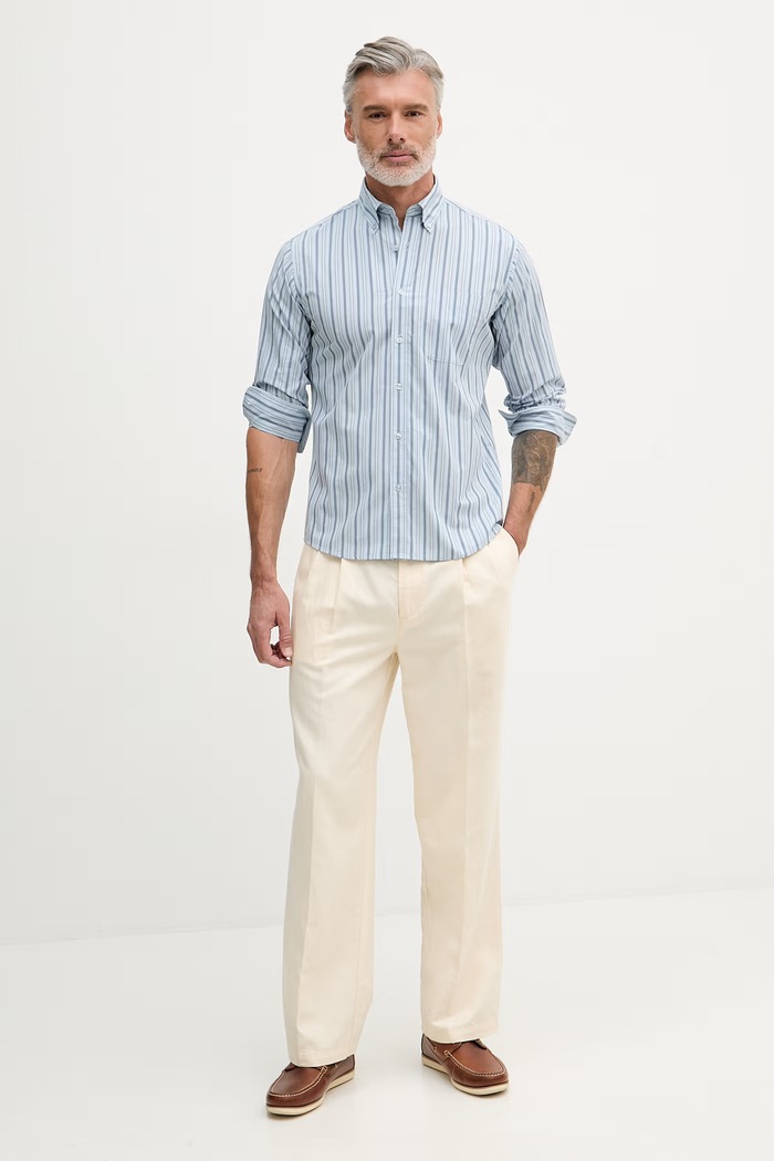 United Colors of Benetton koszula męska bawełniana 5KEJUQ076 niebieski SS26