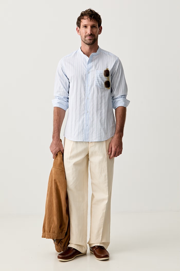 United Colors of Benetton πουκάμισο ανδρικό βαμβακερό 5QUHUQ06Z μπλε SS26