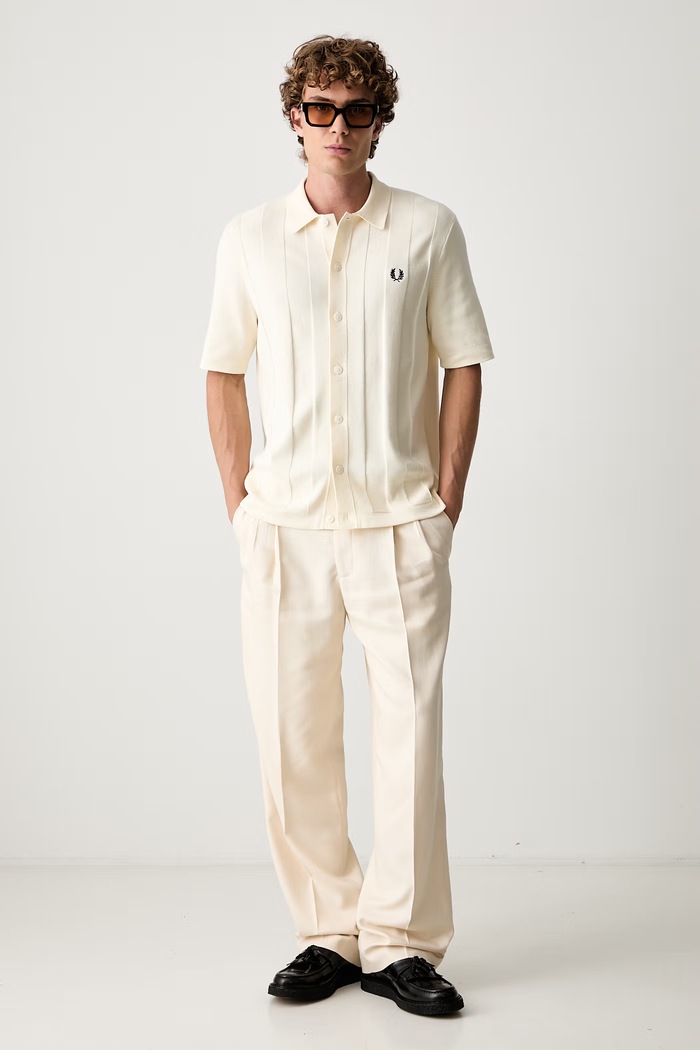 Fred Perry koszula męska bawełniana K2324 beżowy SS26